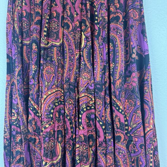 Vintage Nygard Collection Silk Floral Paisley Pleated Pull On Midi Skirt S/M - Picture 5 of 16